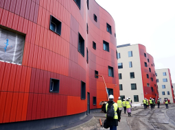 Paula Stradiņa klīniskās universitātes slimnīcas A2 korpusa būvdarbi. Foto - Ieva Leiniša, LETA