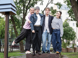 Gustavs Šķenders (no kreisās), Kārlis Šadris, Jānis Edgars Štrauss un Sofija Berga.
